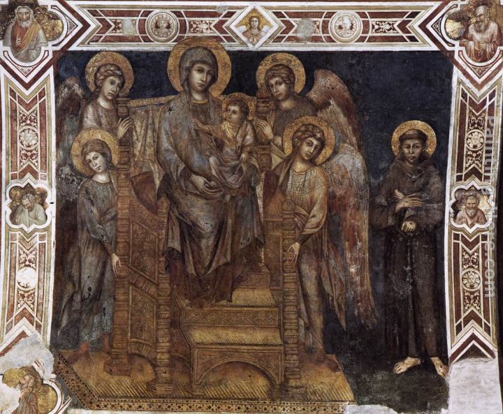 Madonna Enthroned with the Child, St Francis and four Angels painting - Giovanni Cimabue Madonna Enthroned with the Child, St Francis and four Angels art painting